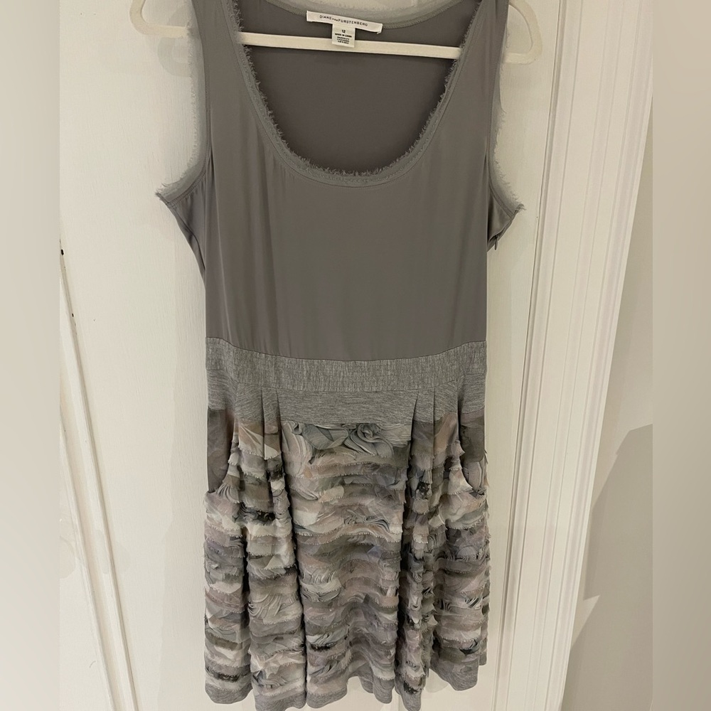 Diane Von Furstenberg Gray Textured Midi Dress